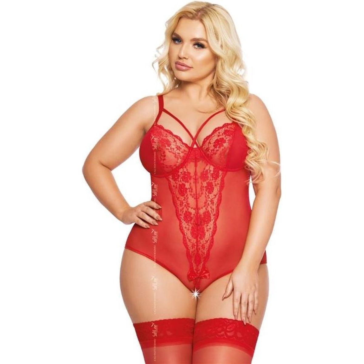 Rode body met open kruis maat XL