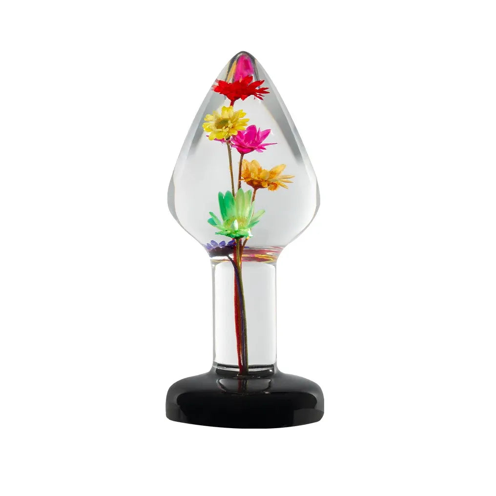 Transparante buttplug met echte bloemen - LOVISS