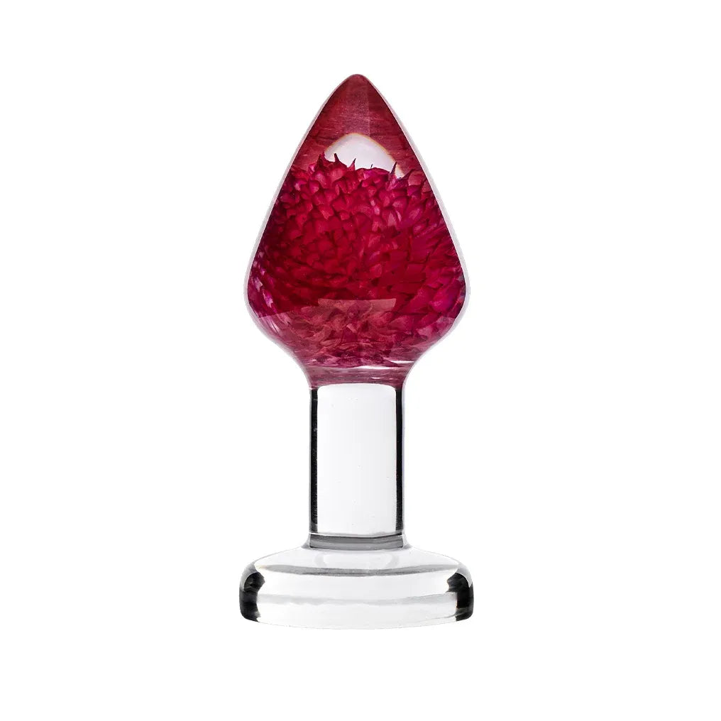 Transparante buttplug met echte bloem - LOVISS