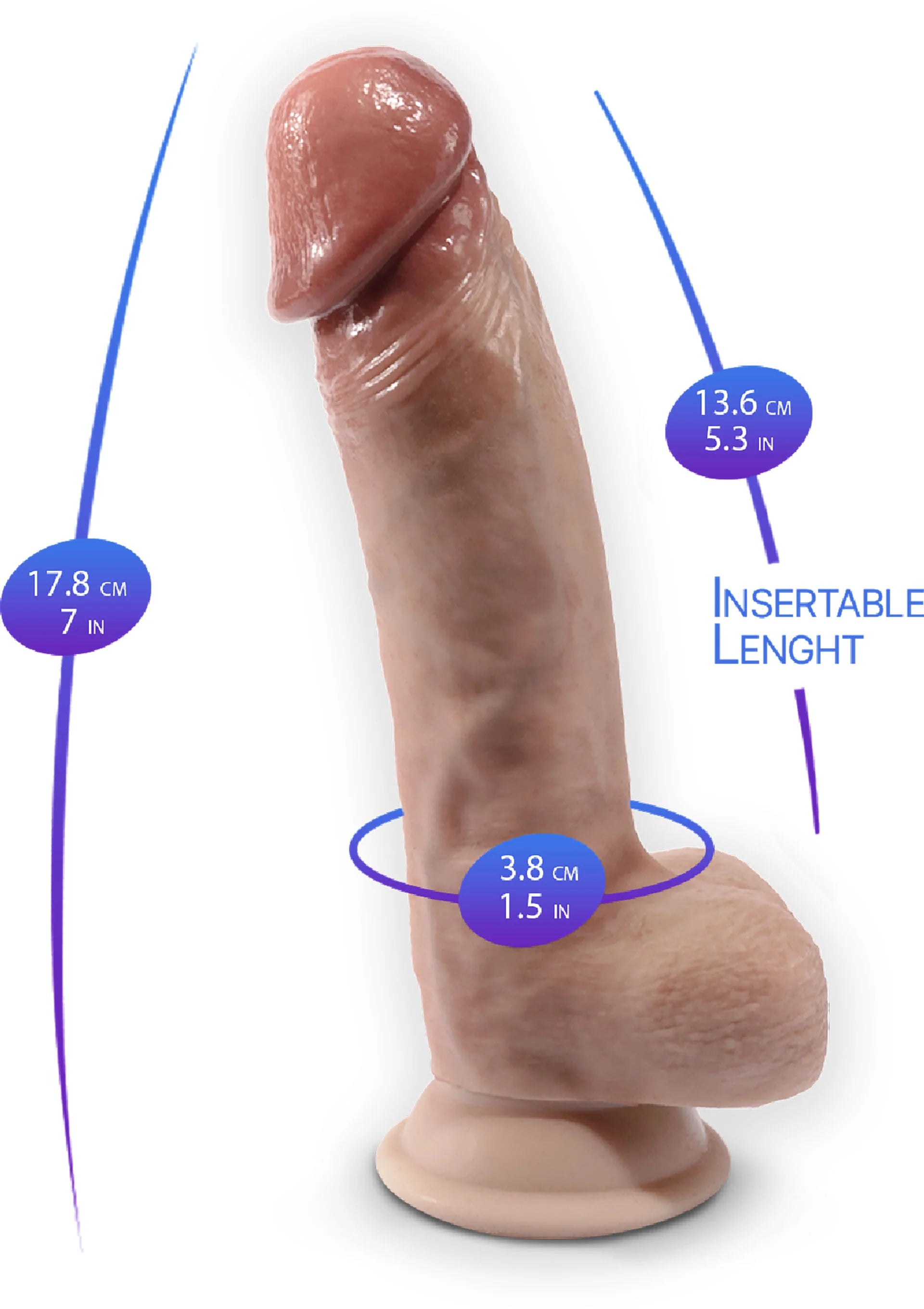 Premium real skin dildo - 18cm