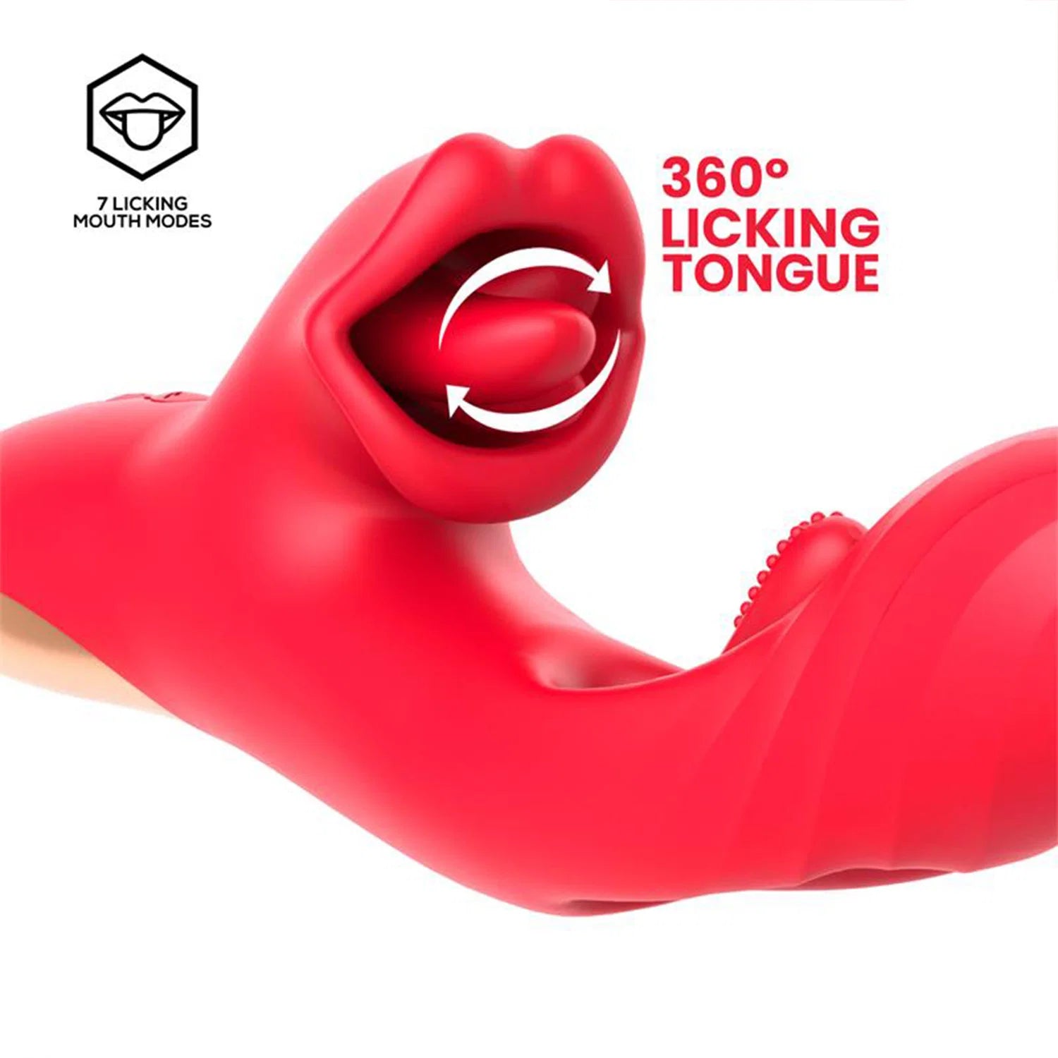 Vibrator met tikkende G-spot stimulatie en likkende tong clitoris stimulatie