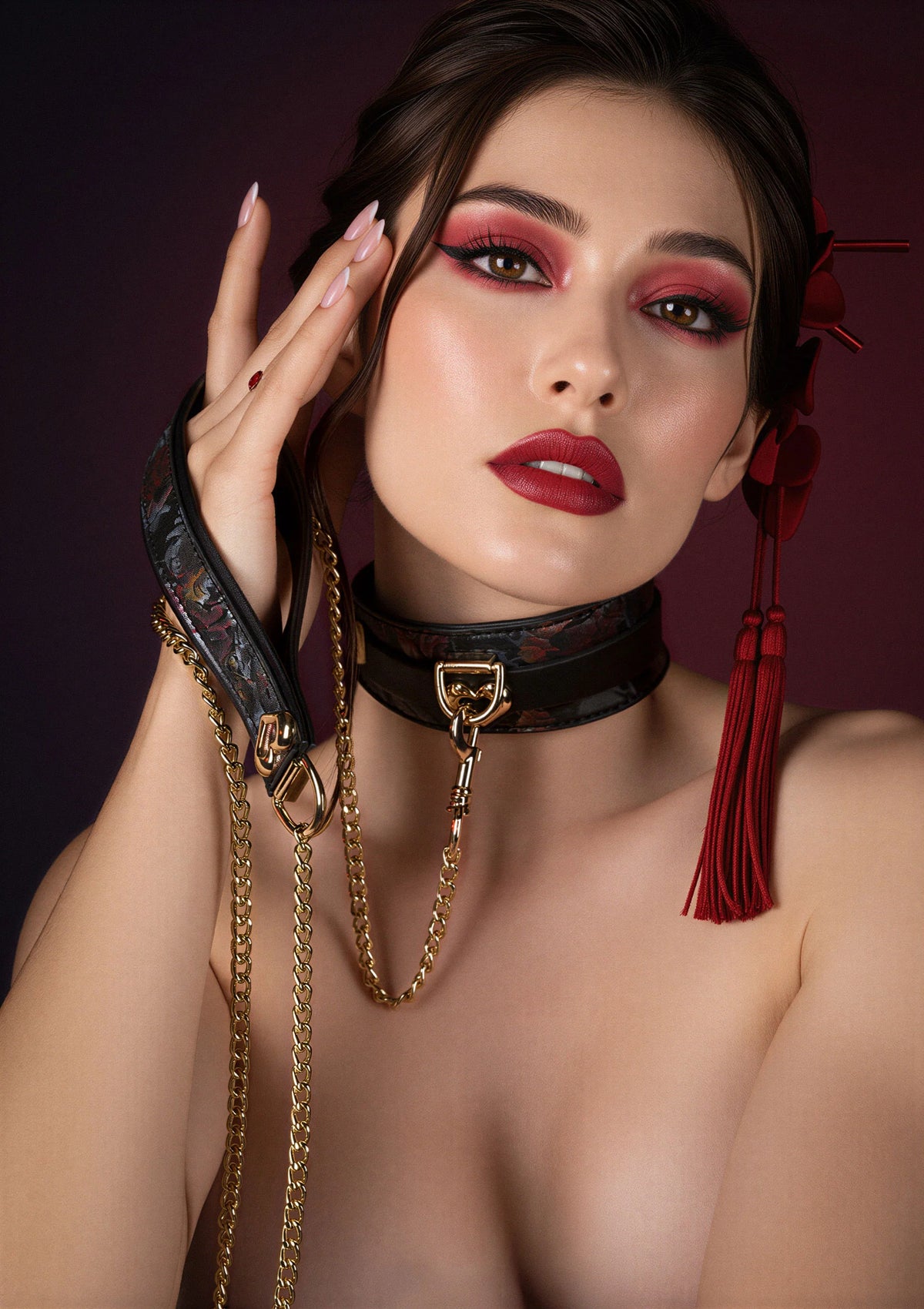 Halsband met riem - Geisha