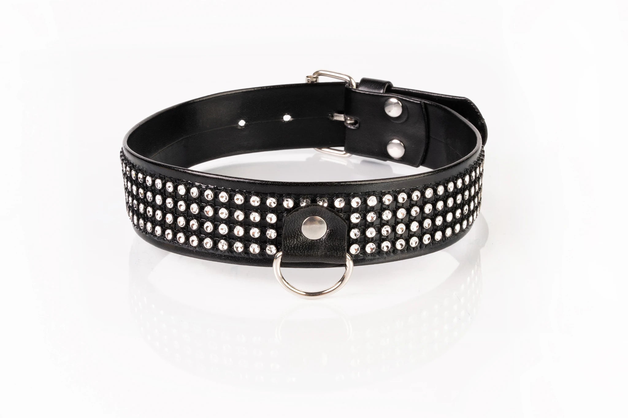 Halsband met diamantjes breed - Kinkster