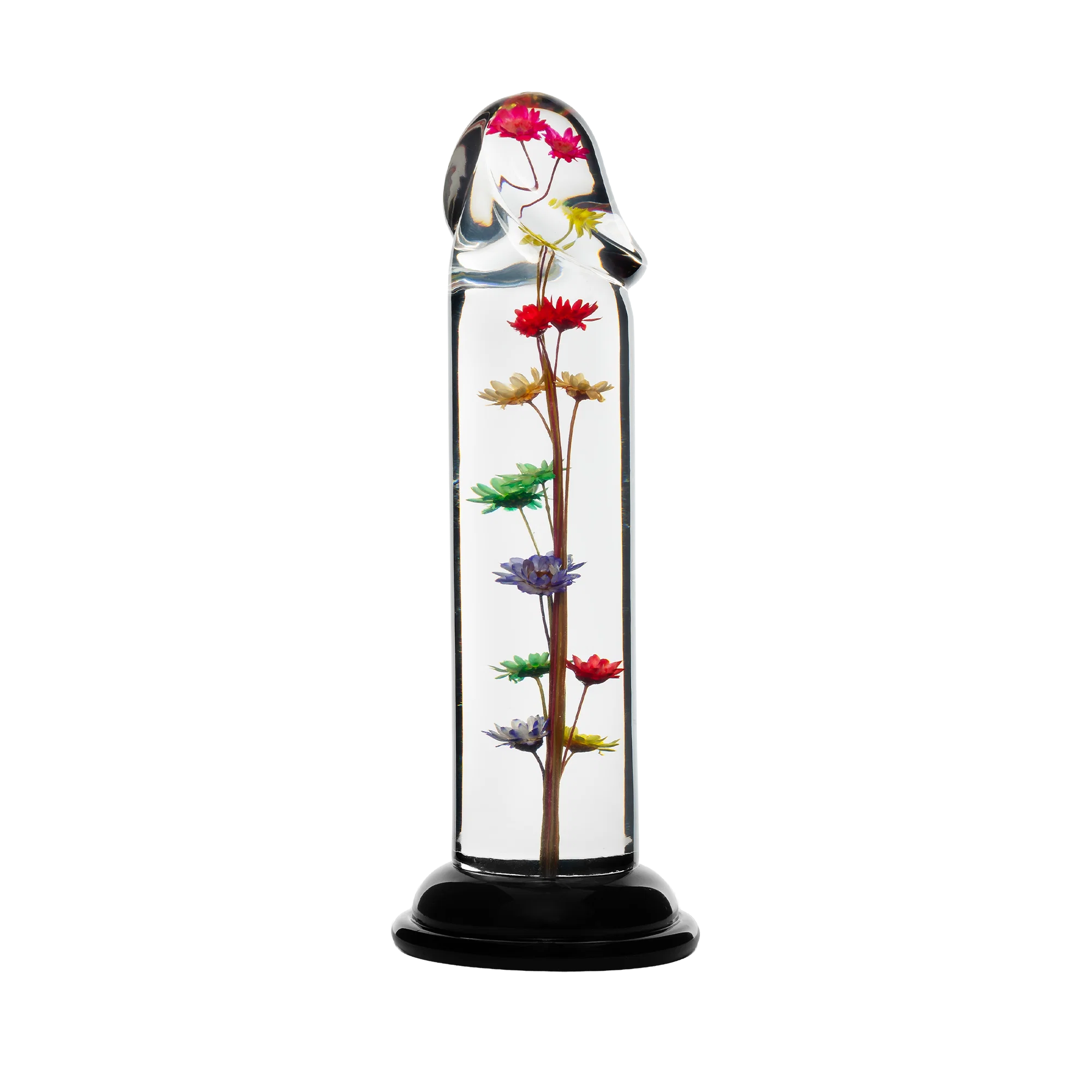Transparante dildo met echte bloemen smooth - LOVISS