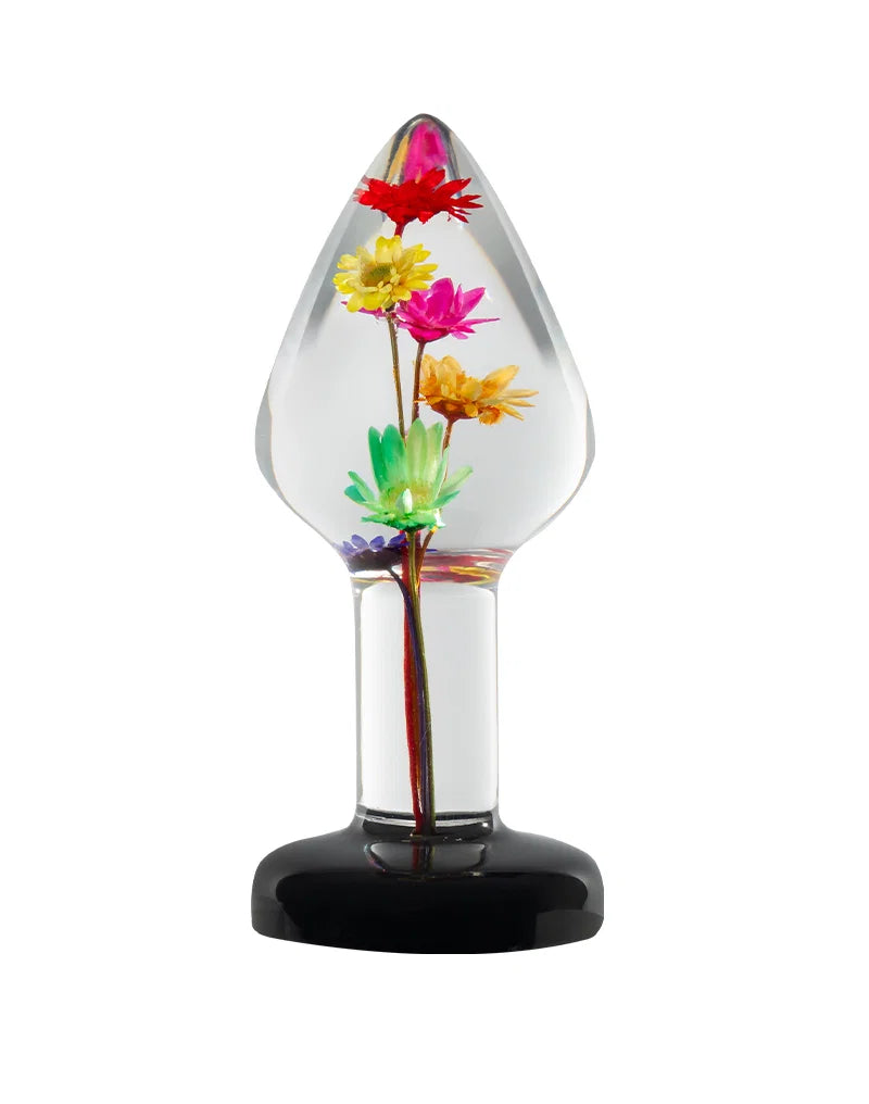 Transparante buttplug met echte bloemen - LOVISS