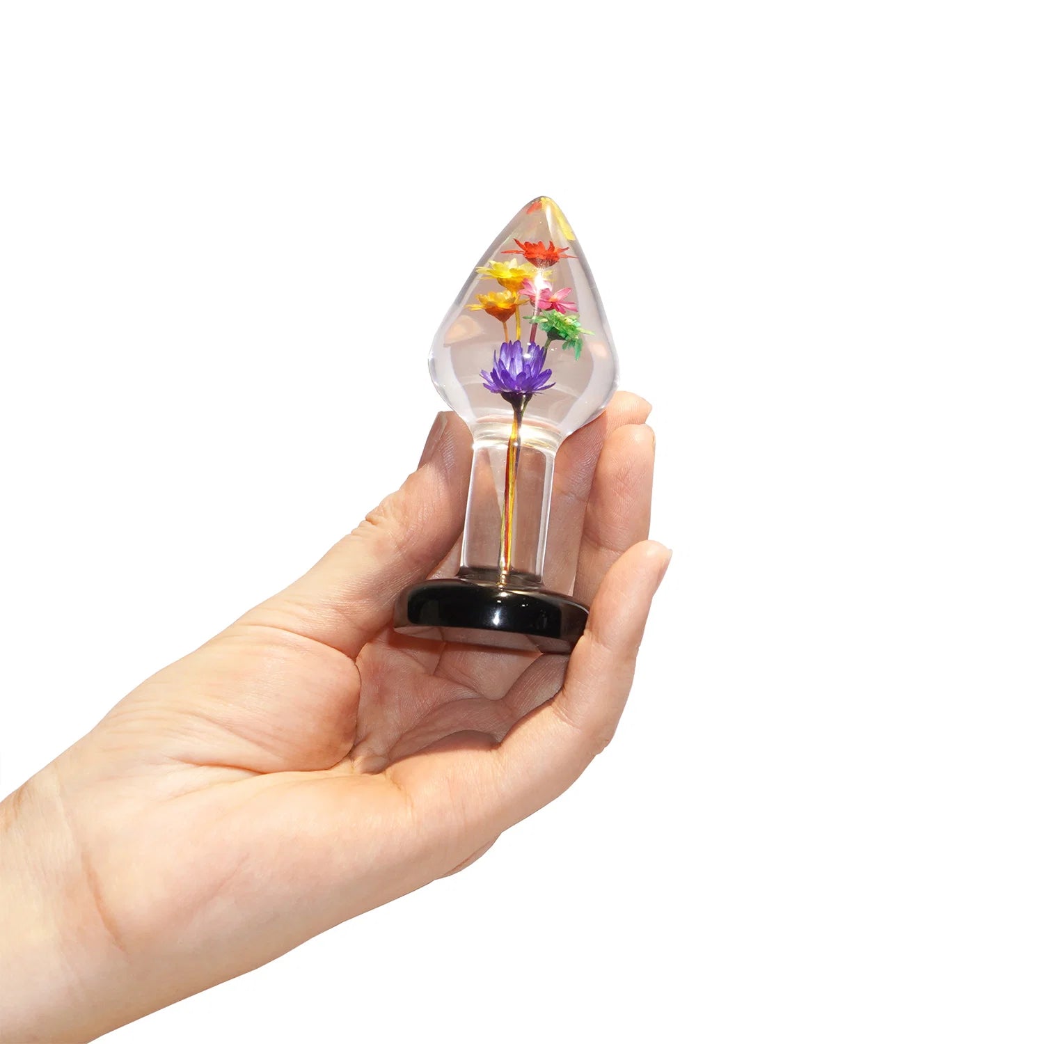 Transparante buttplug met echte bloemen - LOVISS