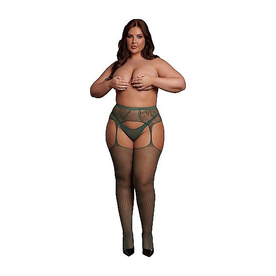 Visnet panty met jarretel look - Groen | So Loving | Alkmaar