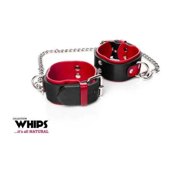 Handboeien zwart met rood - Whips